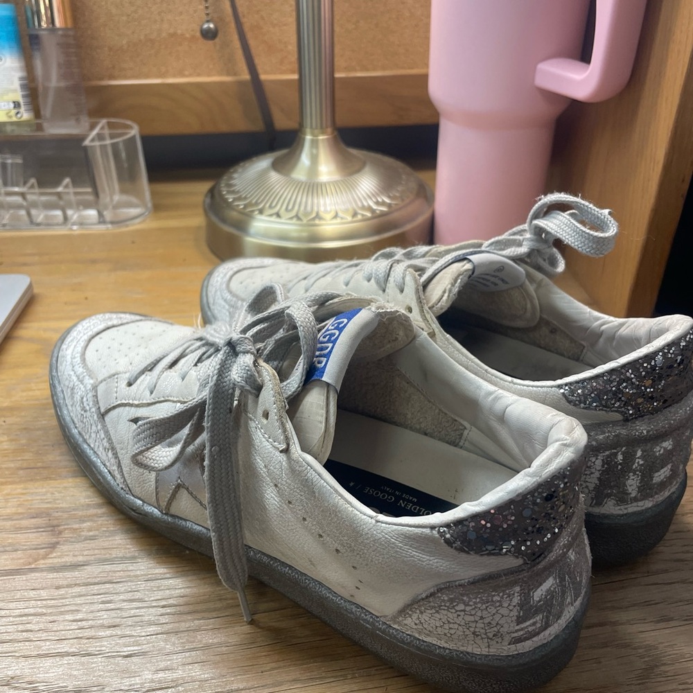 Golden Goose Women's White and Silver Star Sneakers - Picture 2 of 6